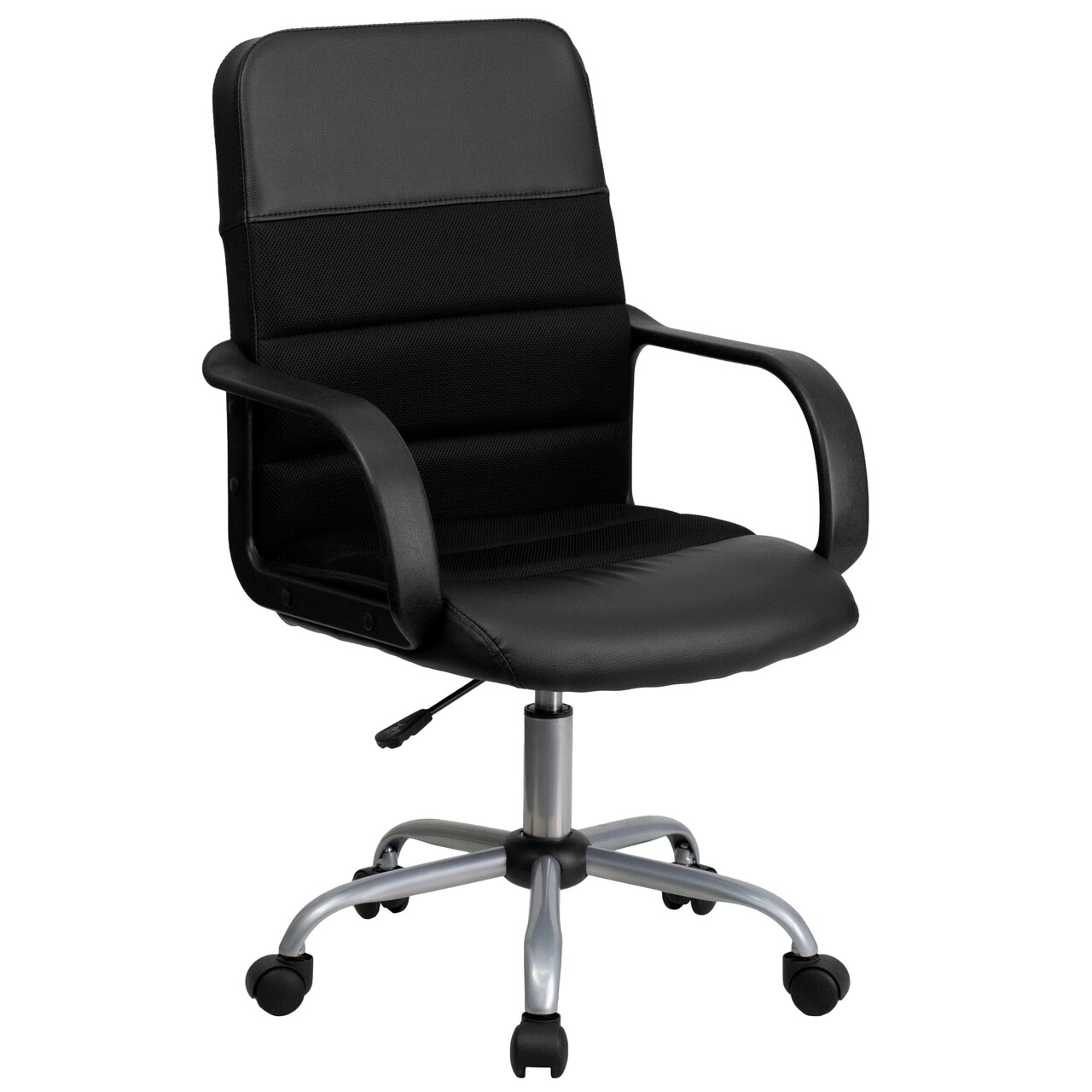 Emma and Oliver Mid-Back Leather and Mesh Swivel Task Office Chair with Arms
